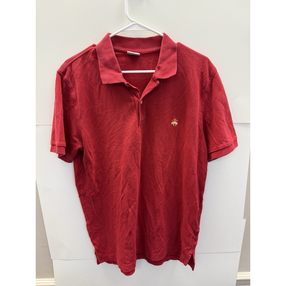 Brooks Brothers 346 Polo Shirt Mens Large Red Performance Slim Fit Cotton Logo
